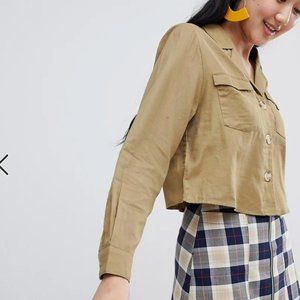 Monki (M) Utility Shirt in Beige- Excellent condition